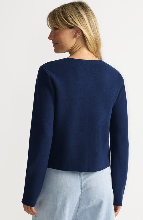 Lands' End Fine Gauge Cotton Milano Blazer Sweater In Blue
