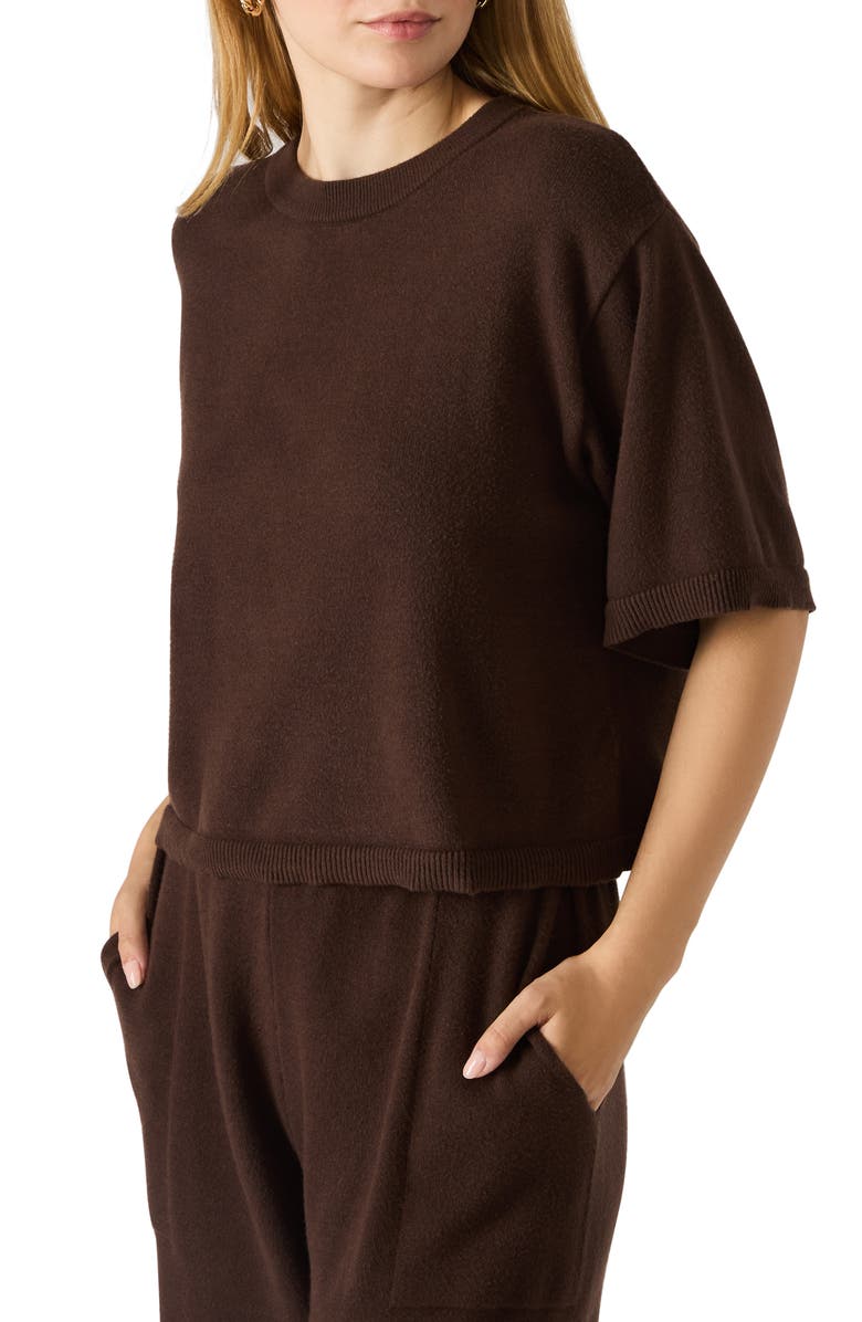 Steve Madden Kori Elbow Sleeve Crewneck Sweater, Alternate, color, Dark Espresso