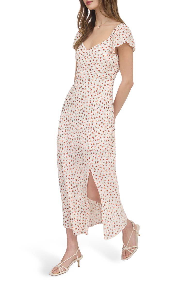 Floral Midi Dress, Alternate, color, CREAM