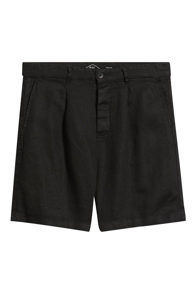 Alta Pleated Linen Shorts, Alternate, color, NIGHT