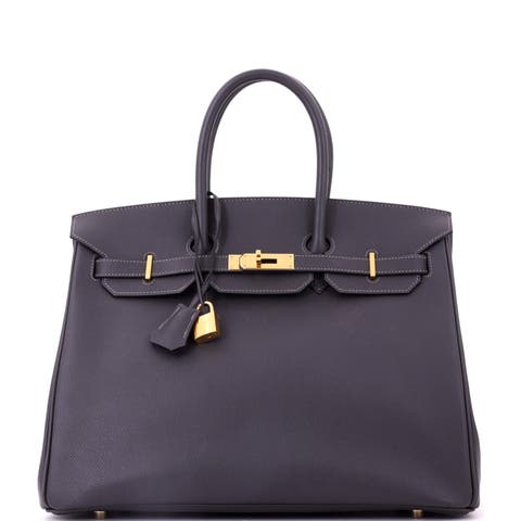 Birkin Handbag Grey Epsom with Gold Hardware 35