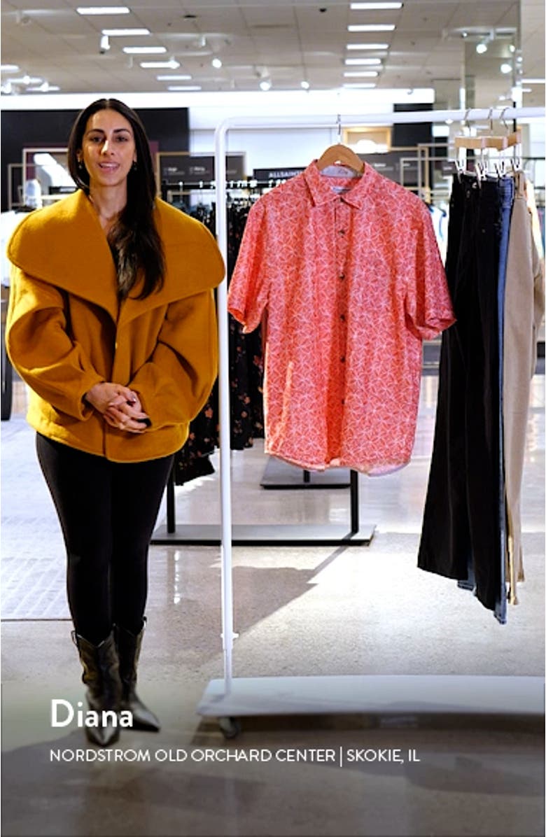 Coconut Point Fleur de Geometric Short Sleeve Button-Up Shirt, sales video thumbnail