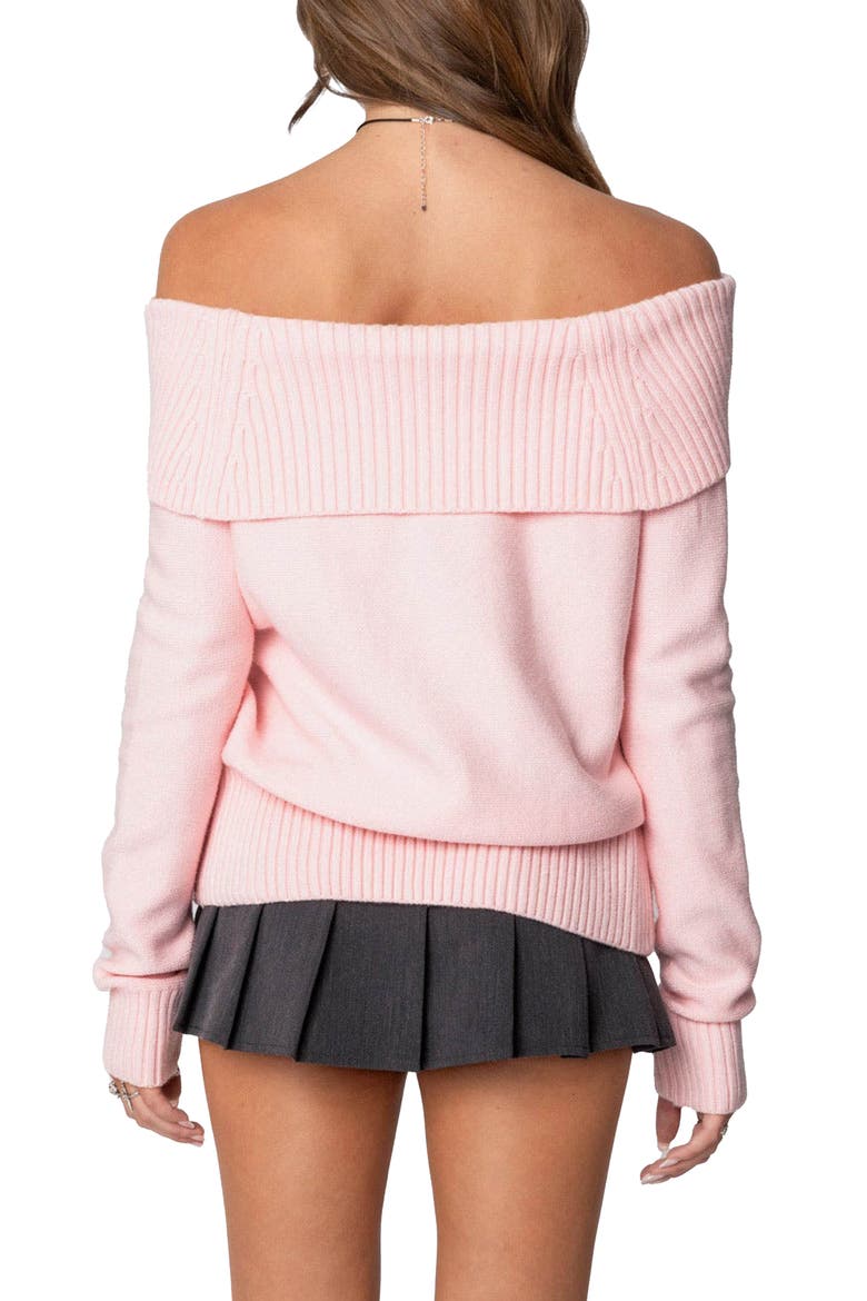 Marilyn Buckled Off the Shoulder Sweater, Alternate, color, PINK