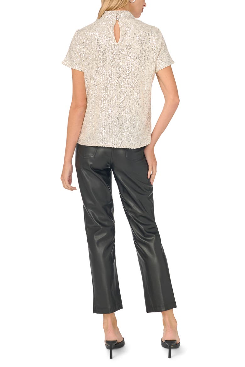 Sequin Mock Neck Top, Alternate, color, CHAMPAGNE