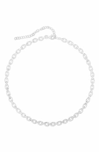Cubic Zirconia Oval Chain Choker Necklace
