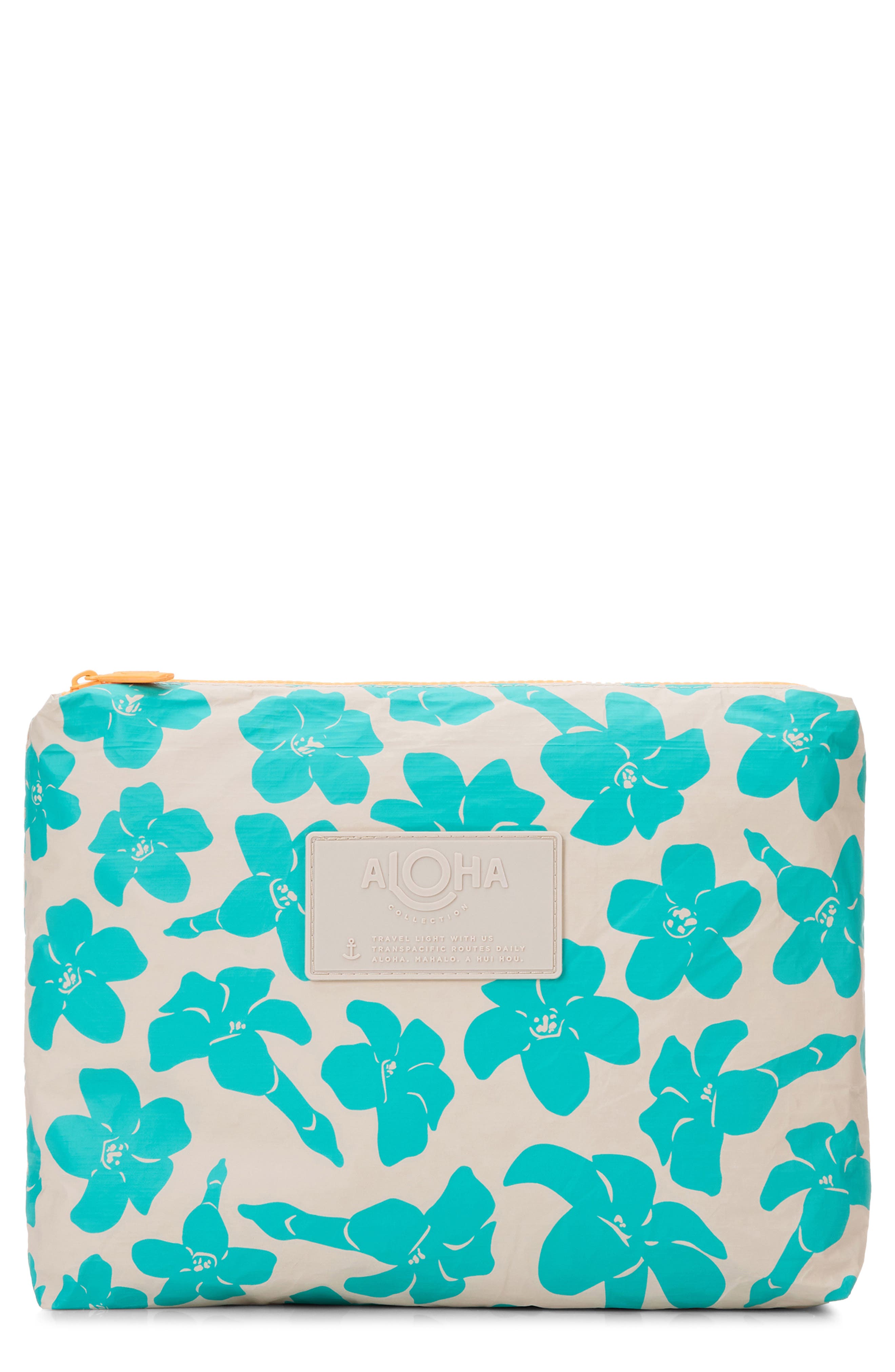 Aloha Collection Mid Puakenikeni Water Resistant Tyvek<sup>®</sup> Zip Pouch, Main, color, 