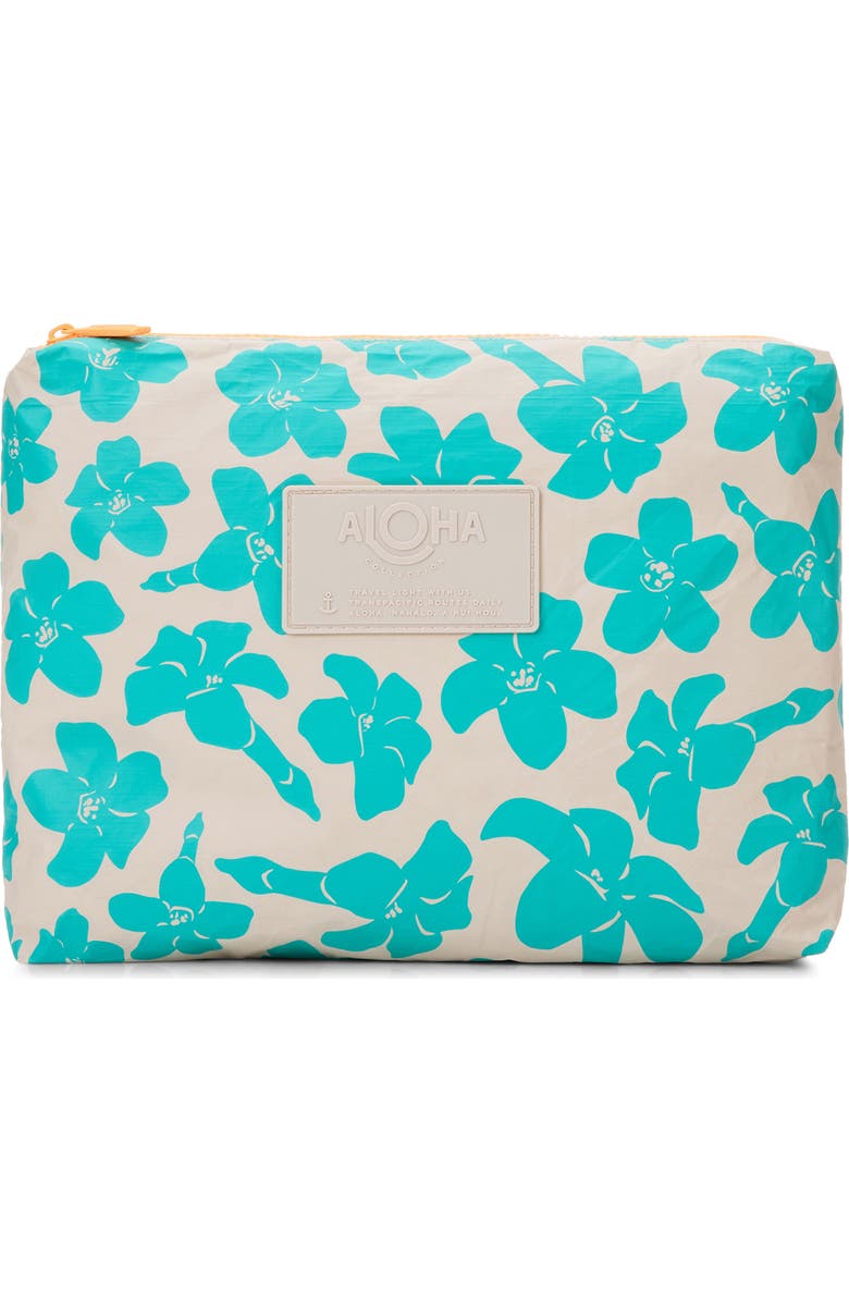 Aloha Collection Mid Puakenikeni Water Resistant Tyvek<sup>®</sup> Zip Pouch, Main, color,