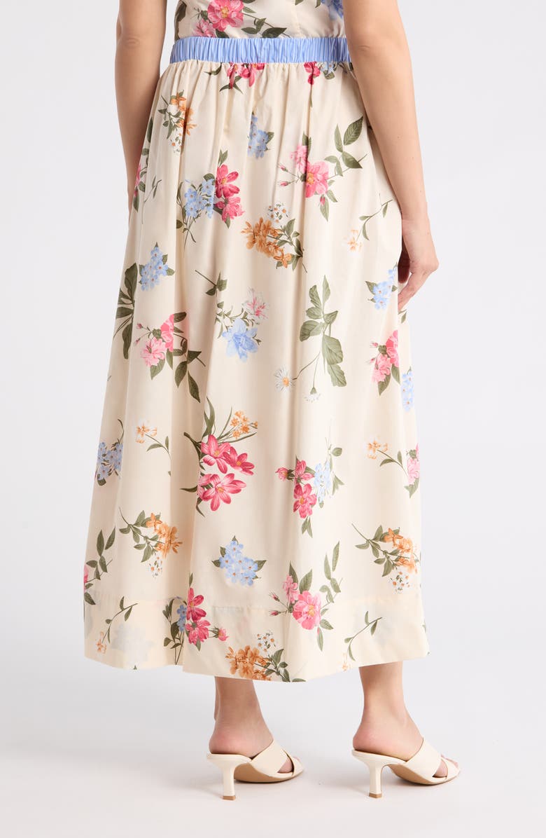 Ellen Tracy Cotton Poplin Maxi Skirt, Alternate, color, Beige Garden Floral