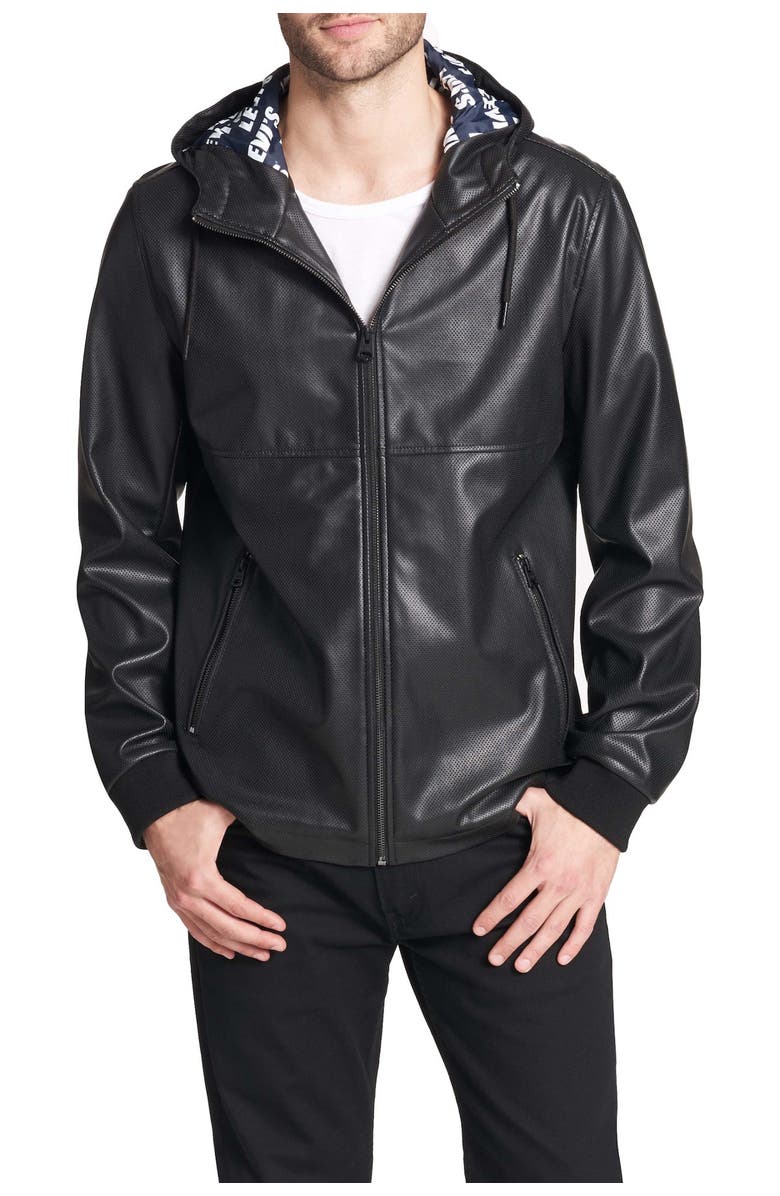 Levi's<sup>®</sup> Perforated Faux Leather Hoody Jacket, Alternate, color,