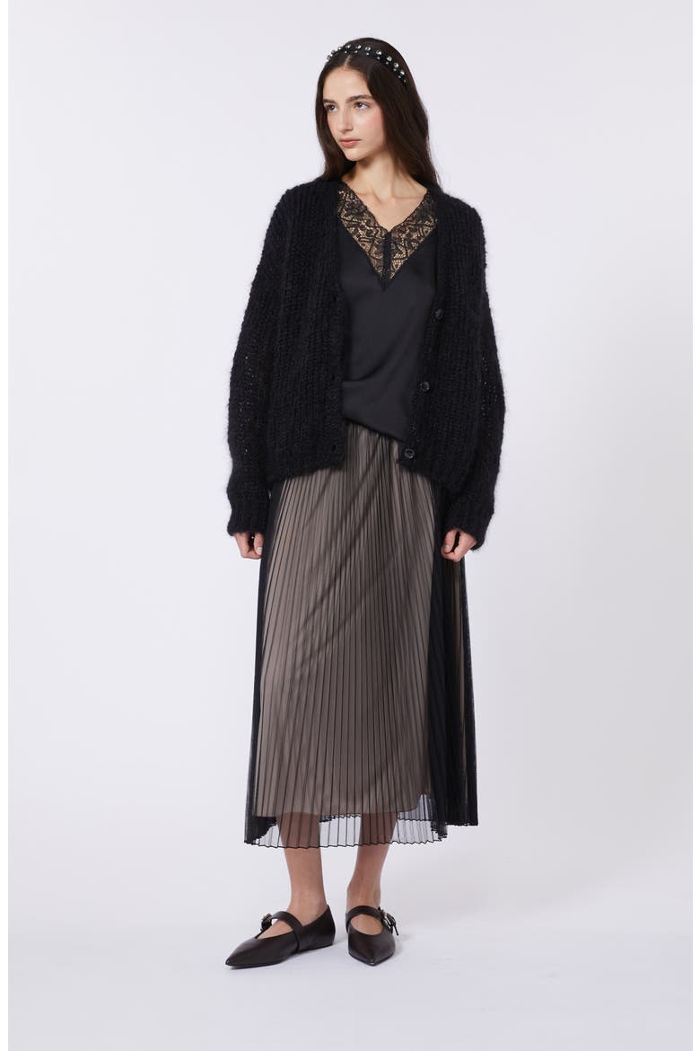 Baby Pleated Maxi Skirt, Alternate, color, BLACK