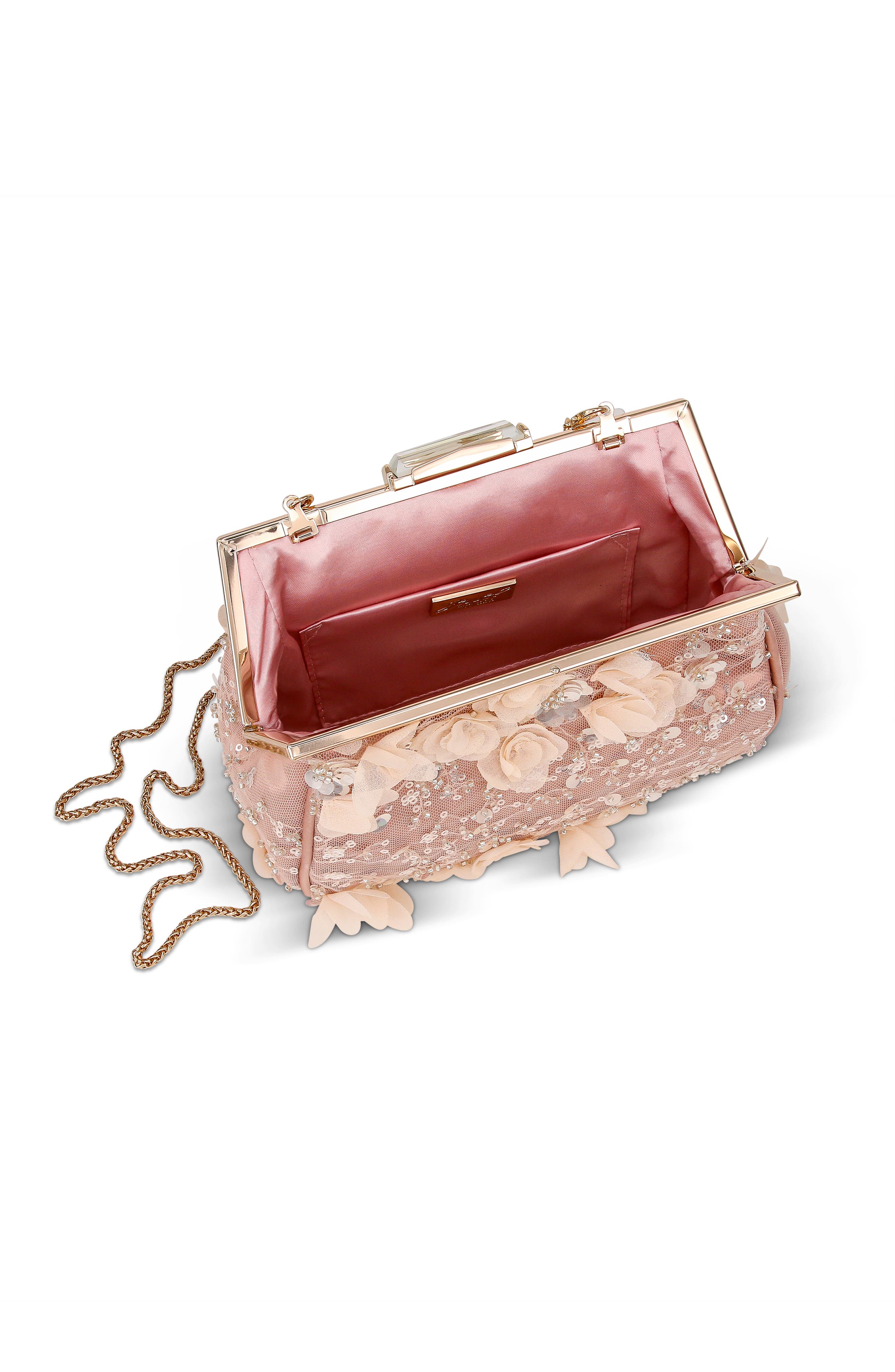Jewel Badgley Mischka Bea Couture Pouch Clutch, Alternate, color, English Rose