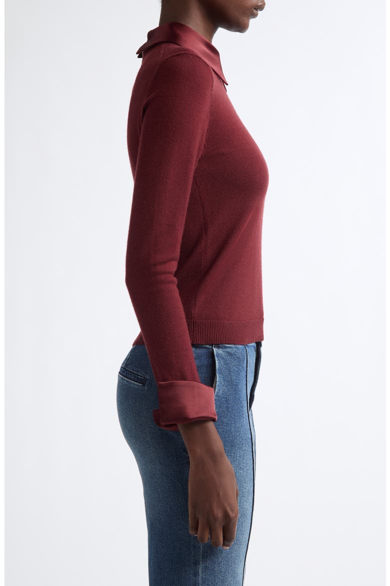 Porla Collared Wool Blend Sweater, Alternate, color, GARNET