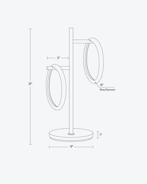 Brightech Saturn 21" Led Table Lamp With Built-in 3-way Dimmer And 2 Removable Ring Lights In Antique Brass
