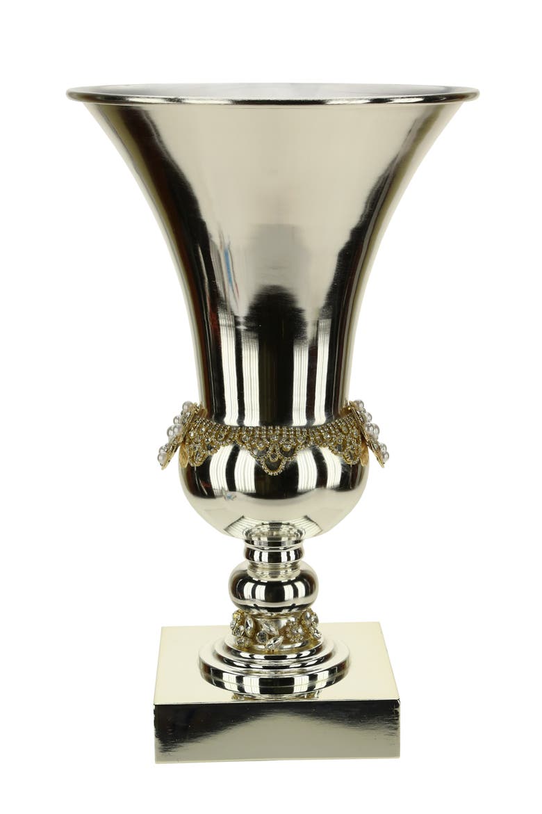 Jeweled Pedestal Urn, Main, color, Silver