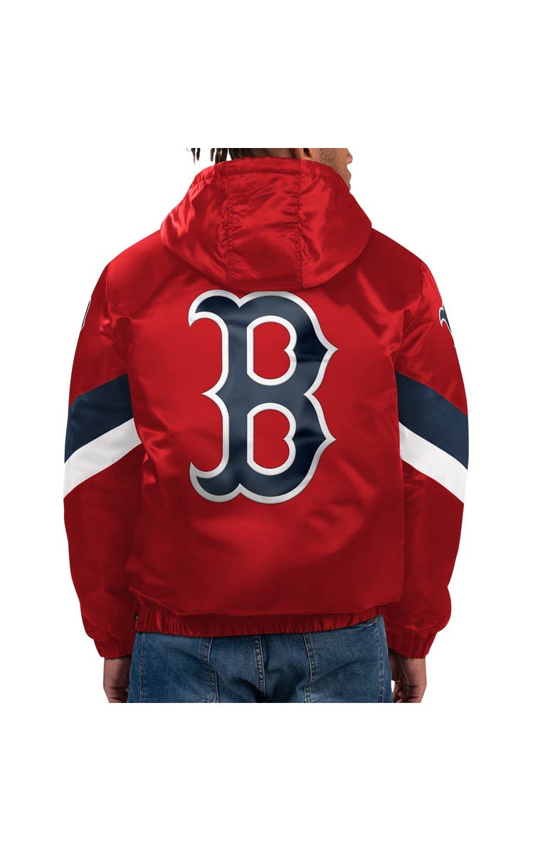 STARTER Men's Starter Black Boston Red Sox Force Play II Half-Zip Hooded Jacket, Alternate, color, Red