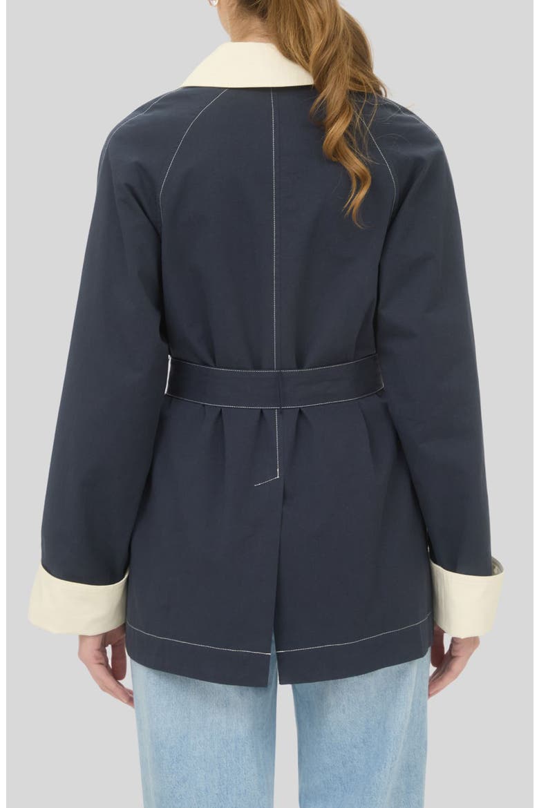 Tie Waist Trench Coat, Alternate, color, NAVY/ IVORY