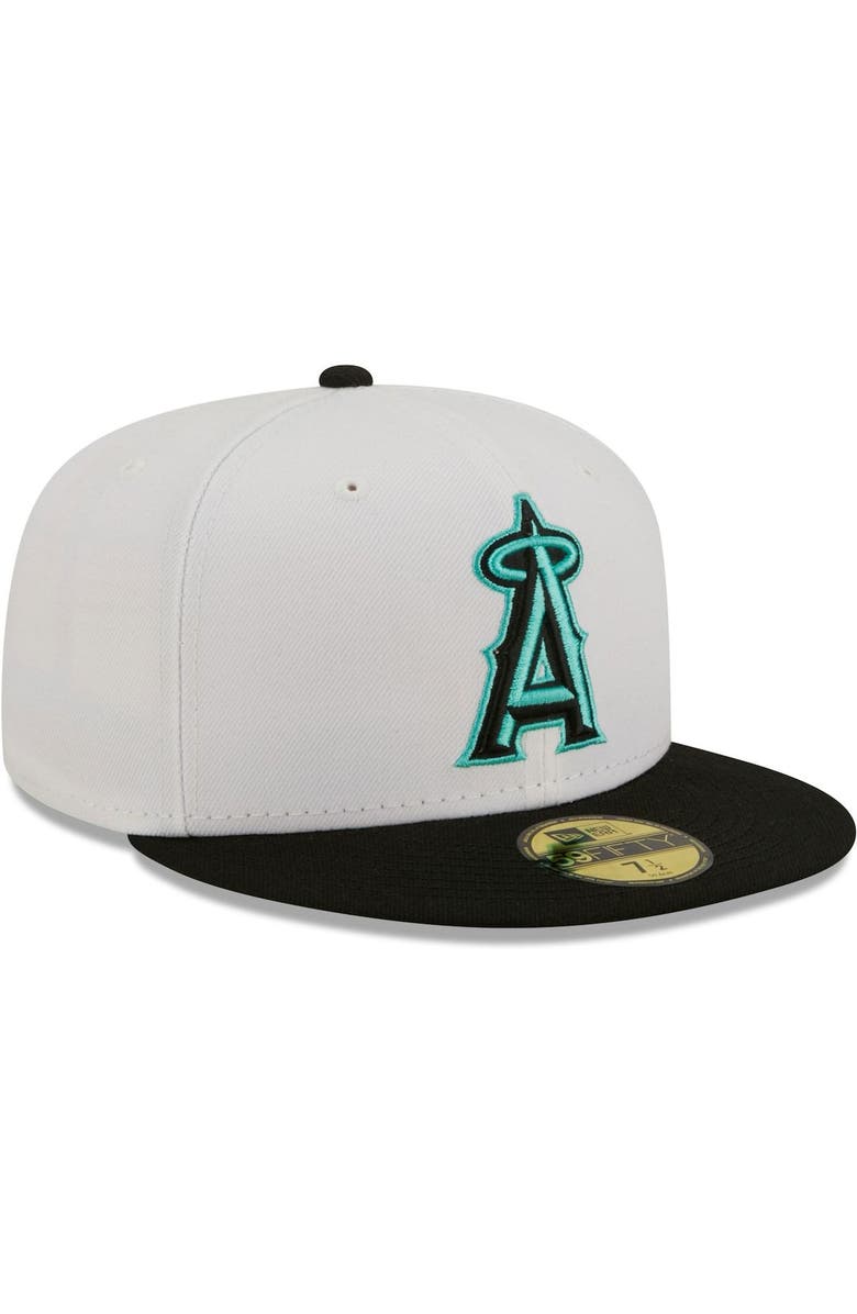 New Era Men's New Era White/Black Los Angeles Angels Spring Color Pack Two-Tone 59FIFTY Fitted Hat, Alternate, color,