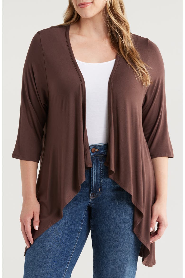 Open Front Cardigan, Main, color, BROWN