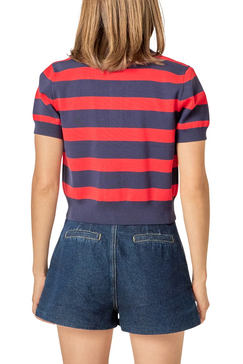 Striped Polo, Alternate, color, NAVY/ RED