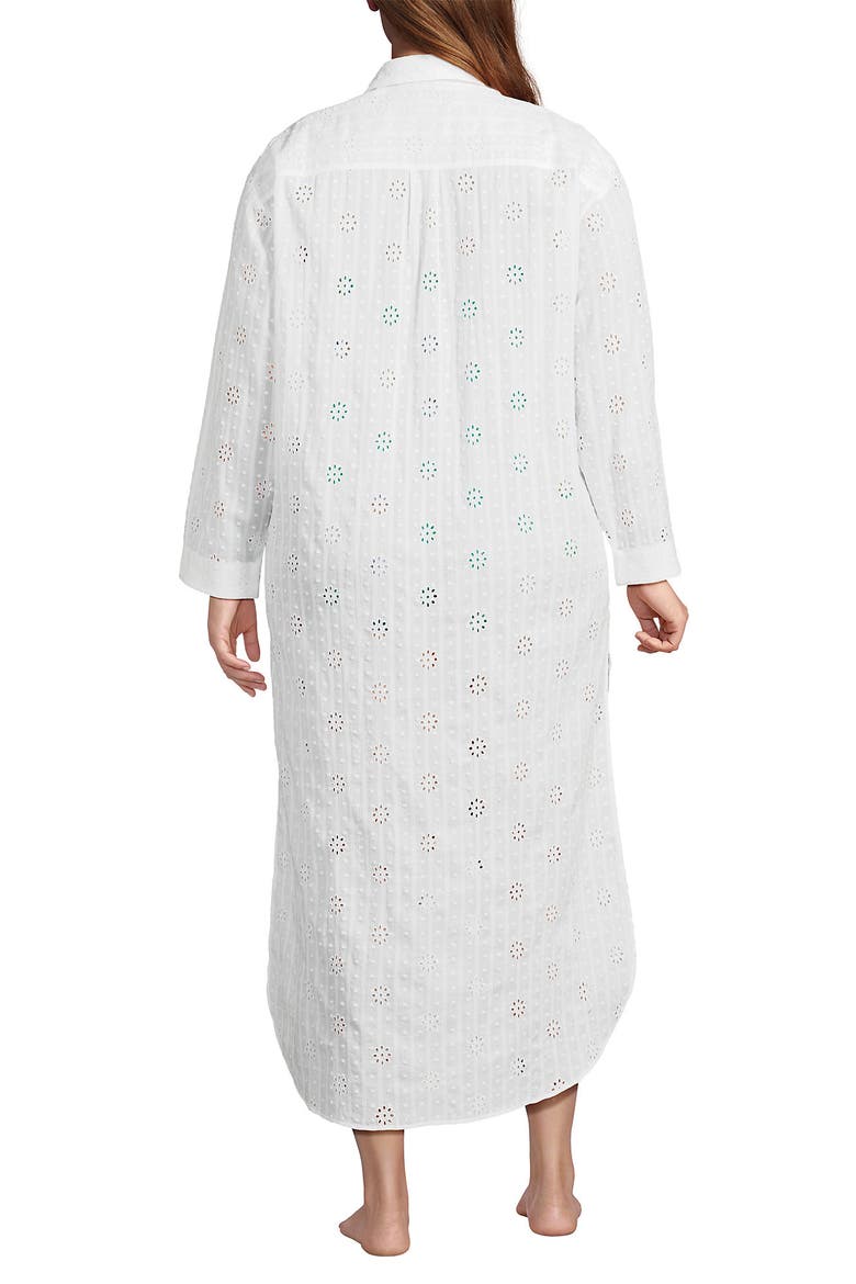 Lands' End Plus Size Eyelet Button Down Maxi Cover-up Dress (Women ...
