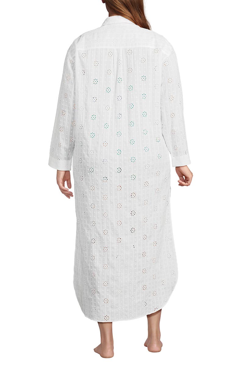 Lands' End Eyelet Button Down Maxi Cover-up Dress, Alternate, color, White
