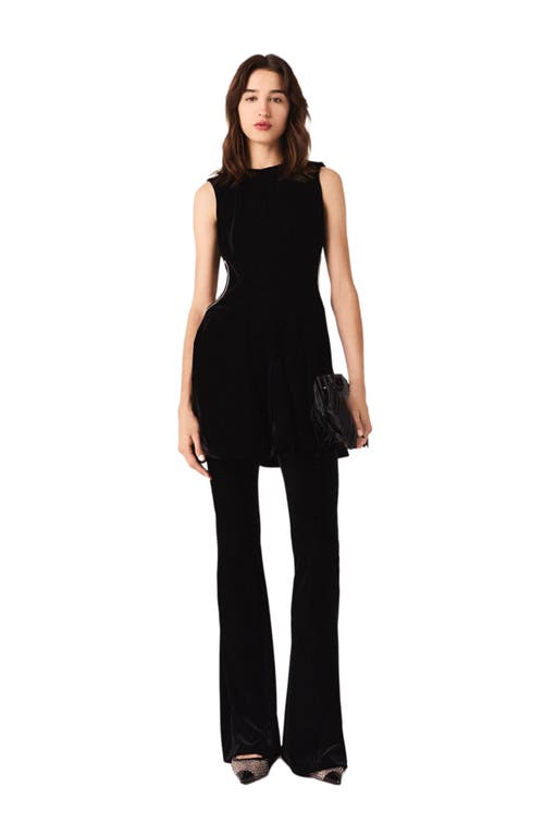 Maje Womens Black Round-neck Cut-out Velvet Mini Dress In Black