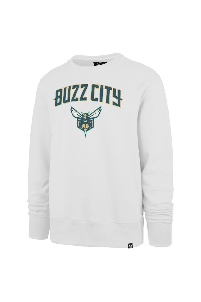 Men's '47 White Charlotte Hornets 2023/24 City Edition Postgame Headline Crew Pullover Sweatshirt, Alternate, color, White