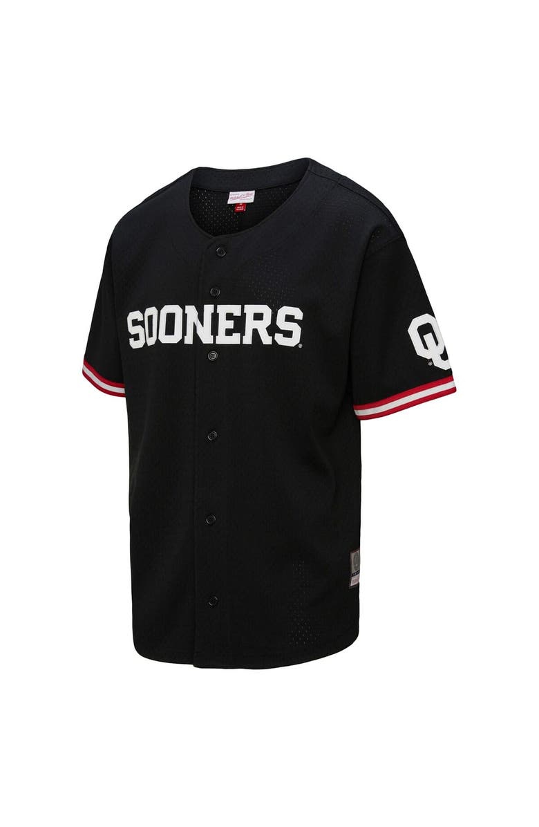 Mitchell & Ness Men's Mitchell & Ness Black Oklahoma Sooners On The Clock Full-Button Fashion Jersey, Alternate, color, 