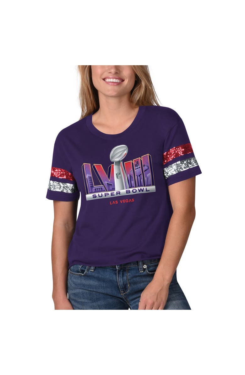 G-III 4HER BY CARL BANKS Women's G-III 4Her by Carl Banks Purple Super Bowl LVIII Box Score Top, Main, color, 