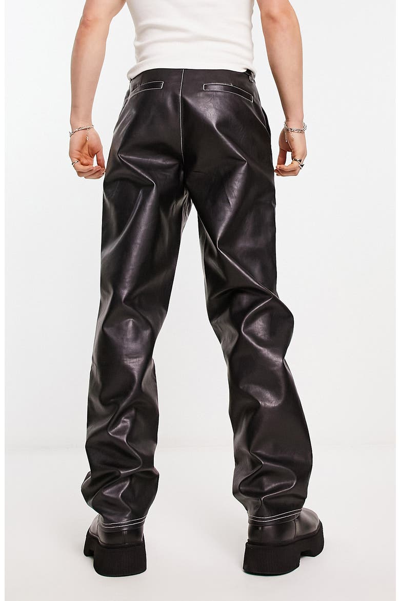 Faux Leather Trousers, Alternate, color, BLACK