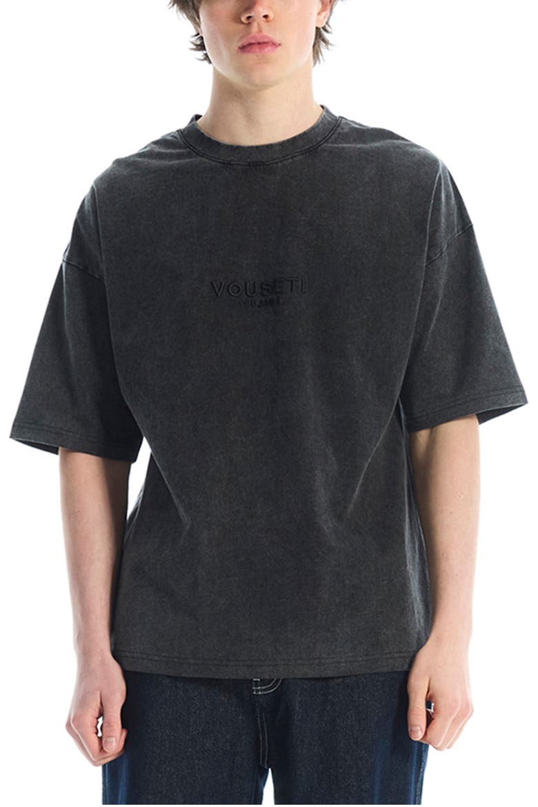 The OG Oversize Embroidered Cotton T-Shirt, Main, color, VINTAGE BLACK