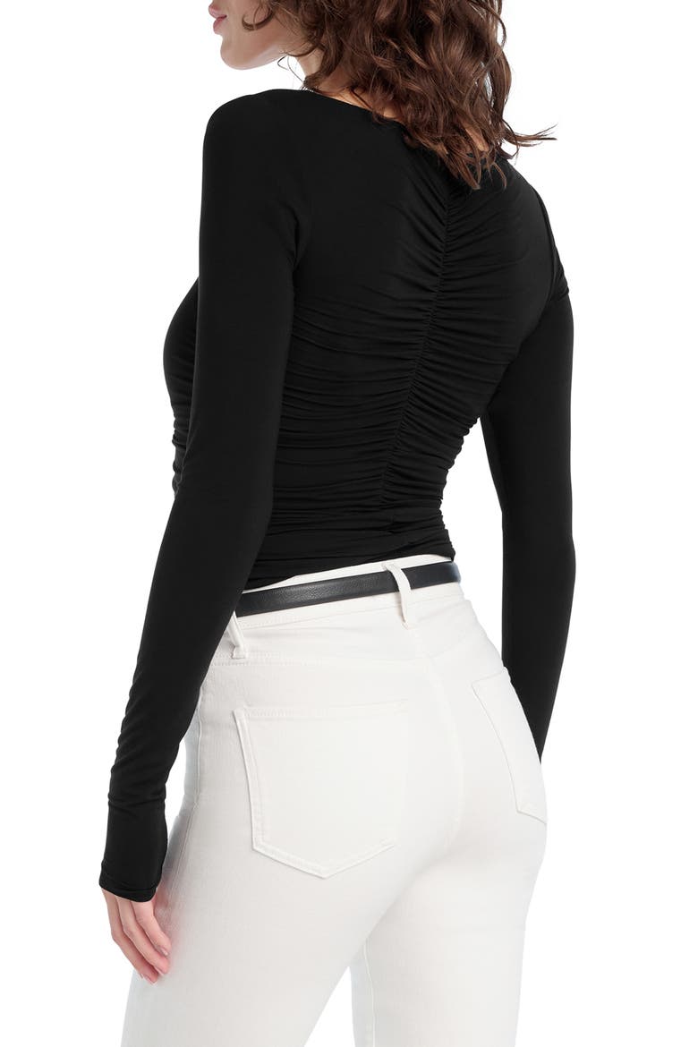 The Tracy Ruched Jersey Top, Alternate, color, BLACK