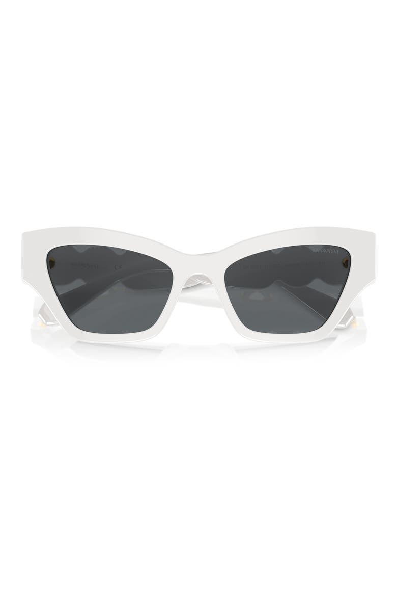 53mm Cat Eye Sunglasses, Alternate, color, WHITE