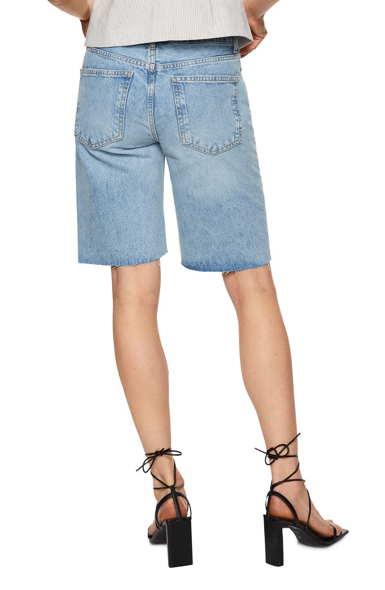 MANGO Frayed Denim Bermuda Shorts, Alternate, color,