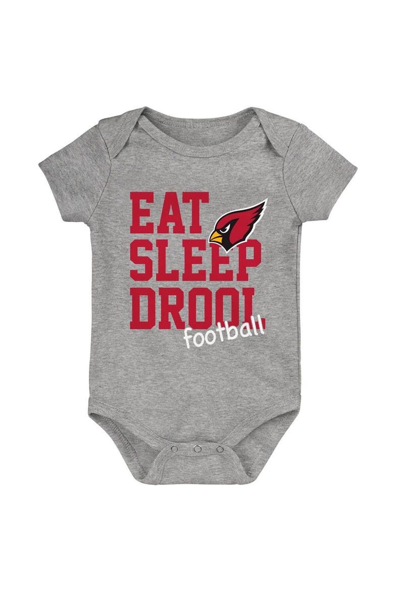Newborn & Infant Black/Cardinal/Heather Gray Arizona Cardinals Three-Pack Eat, Sleep & Drool Retro Bodysuit Set, Alternate, color, Black