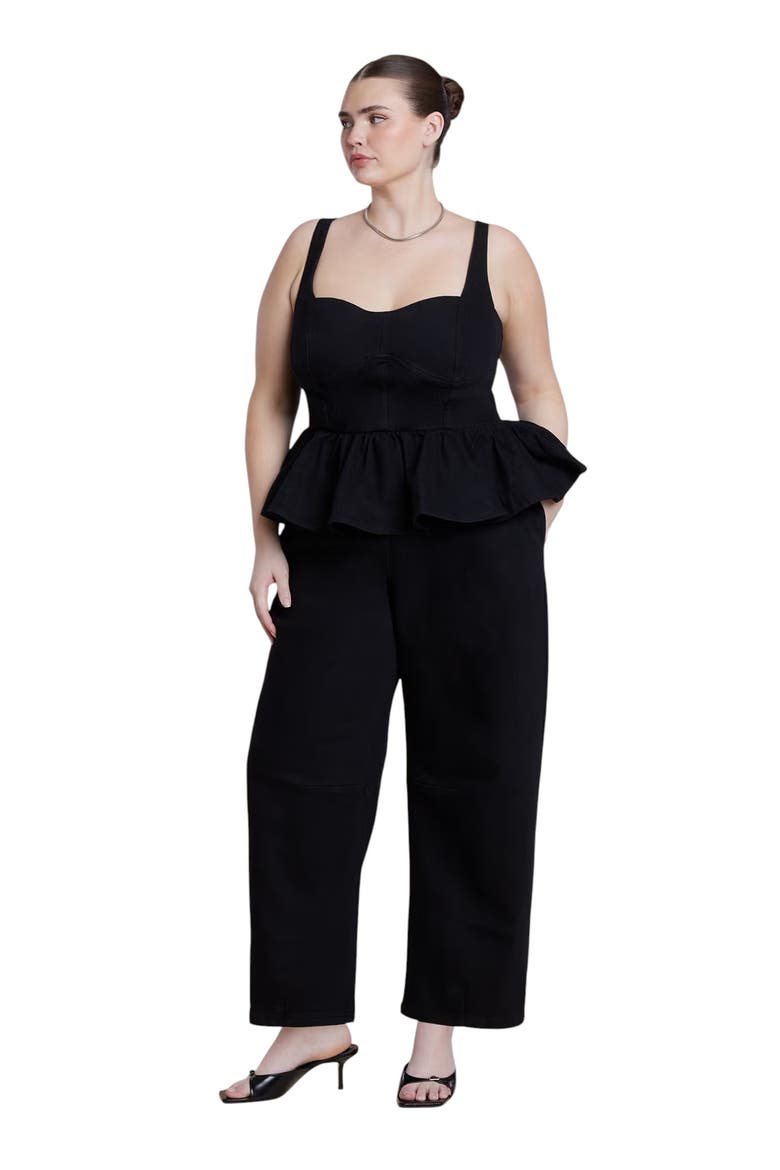 Peplum Barrel Leg Jumpsuit, Main, color, BLACK WASH