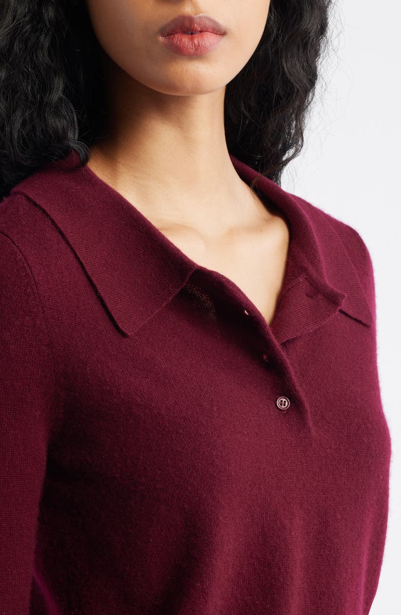 ARTLESS FOREVER Tove Wool 
Cashmere Polo Sweater, Alternate, color, Merlot