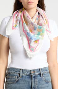 Kurt Geiger London Floral Monogram Silk Square Scarf