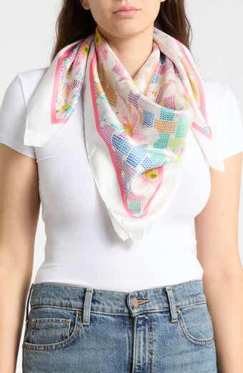 Floral Monogram Silk Square Scarf
