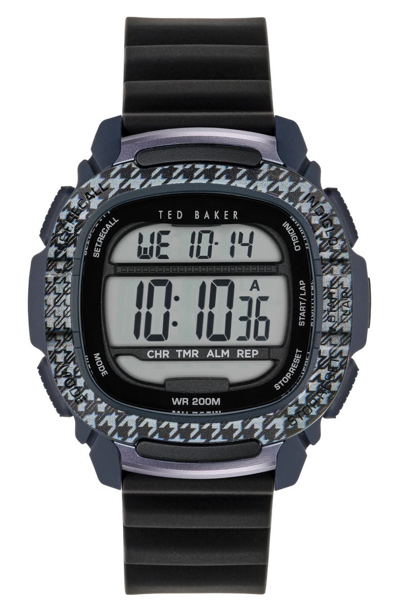 Ted Baker Alton Digital Resin Strap Watch, 47mm, Main, color, Black