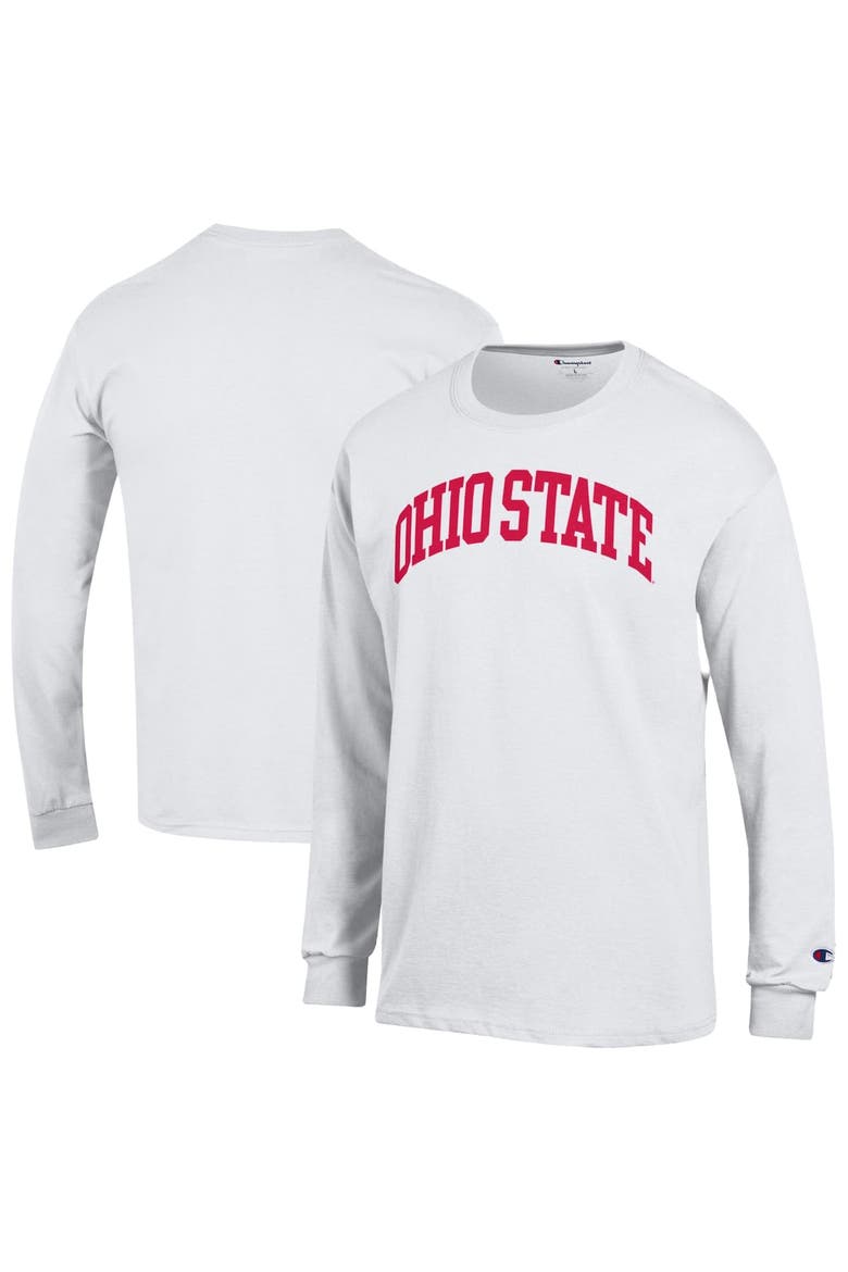 Men's Champion  White Ohio State Buckeyes Basic Arch Long Sleeve T-Shirt, Main, color, White