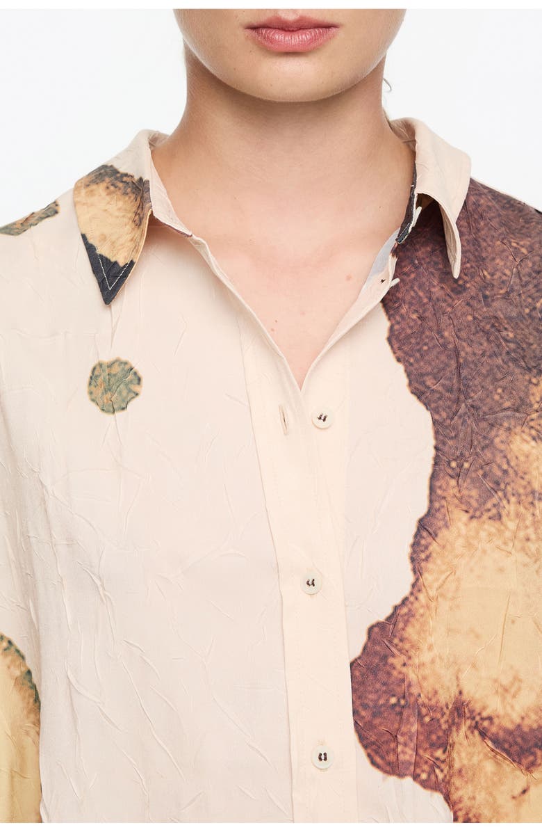 Bimba y Lola Abstract Crinkled Shirt, Alternate, color, Abstract Light Yellow