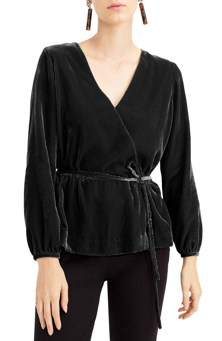 J.Crew Faux Wrap Velvet Top, Main, color,