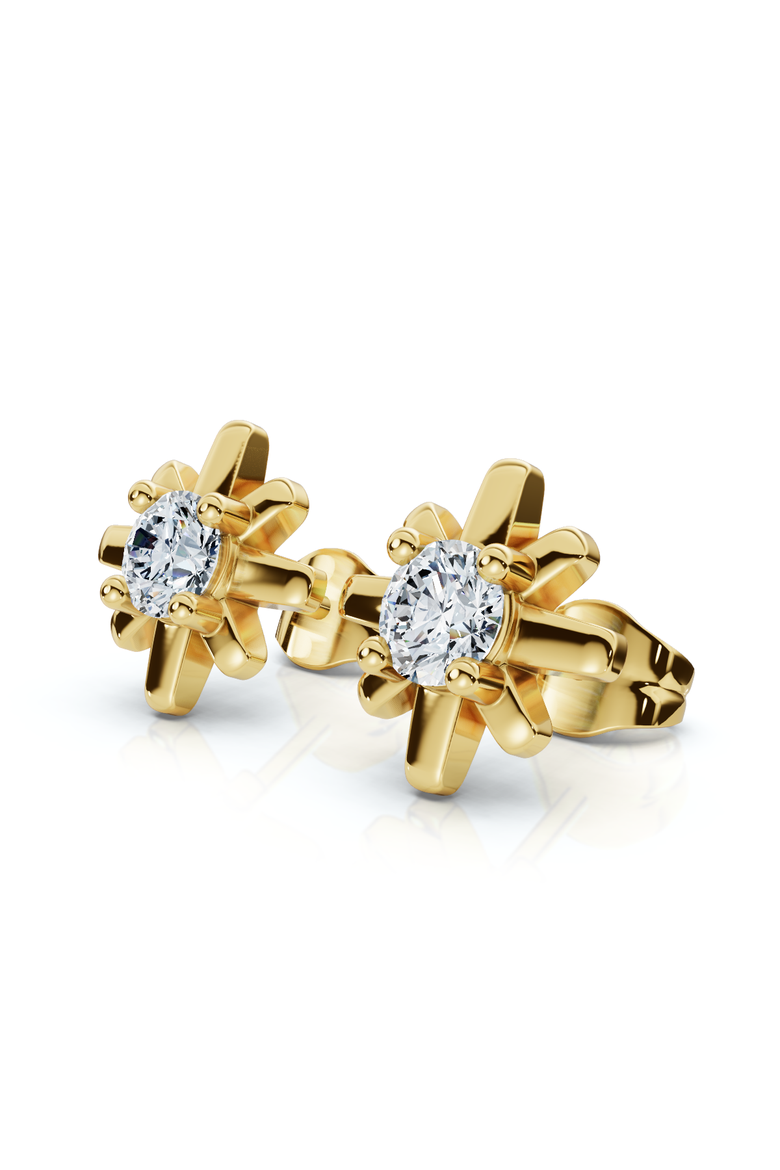 1/3Ct Diamond Starburst Diamond Studs 14k Gold Lab Grown Earrings 1/3" Wide, Main, color, 14k Yellow Gold