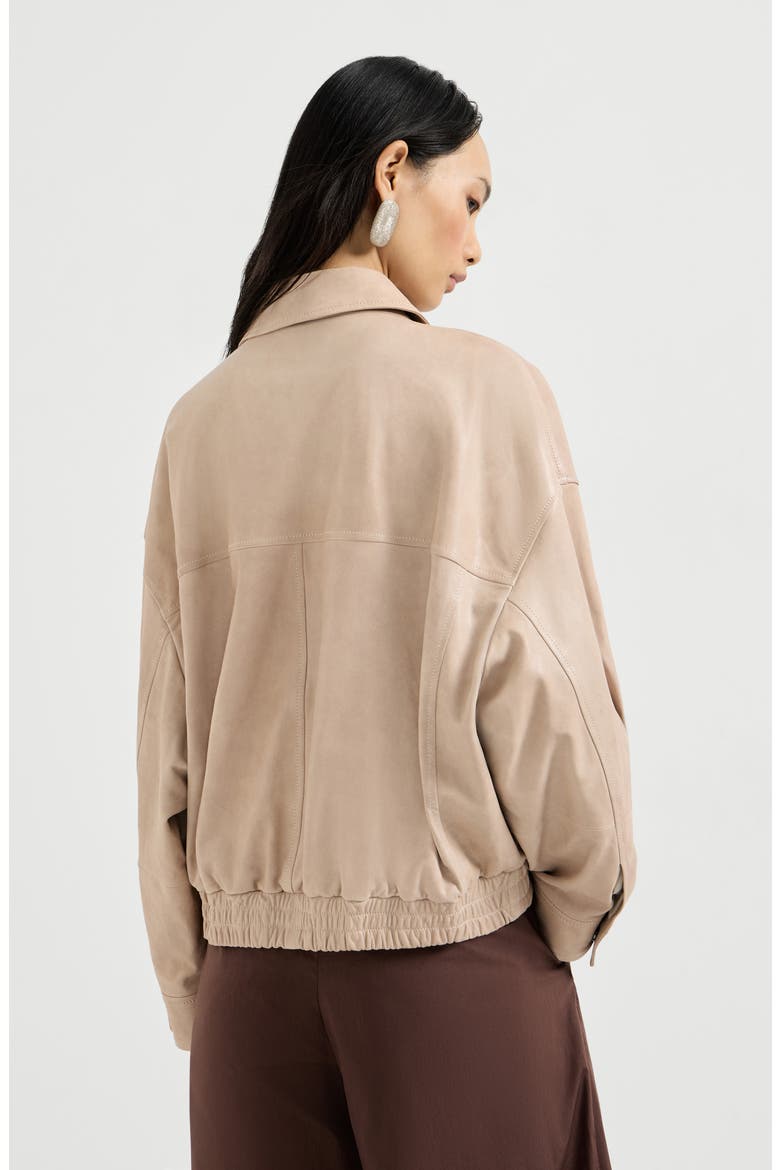 Glossy nappa leather outerwear jacket, Alternate, color, Beige