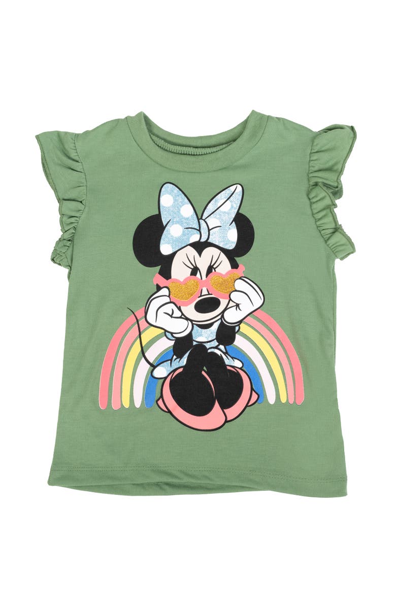 Disney Minnie Mouse 2-Piece Top and Shorts Set, Alternate, color, Green Rainbow Minnie