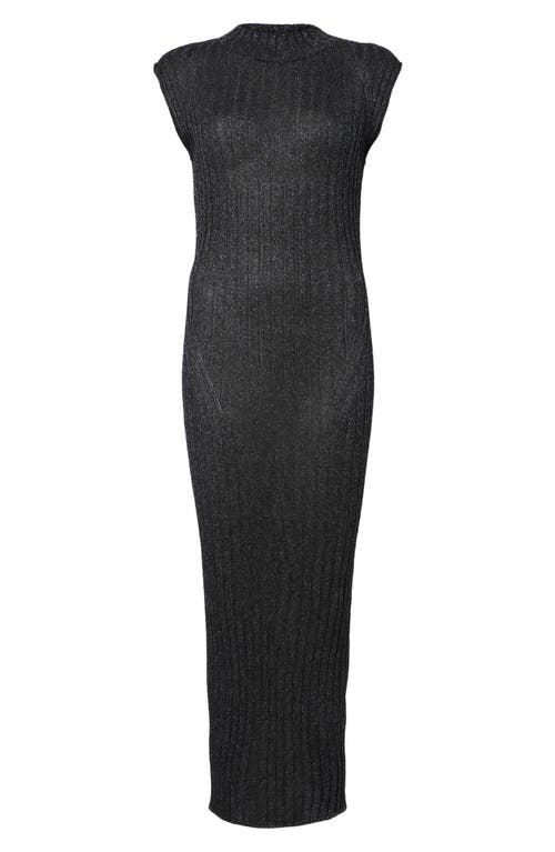 Shop Allsaints Patrice Cap Sleeve Rib Midi Sweater Dress In Black/royal Blue