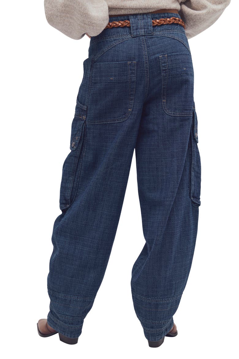 Brentwood Mid Rise Cargo Jeans, Alternate, color, ATLANTIC