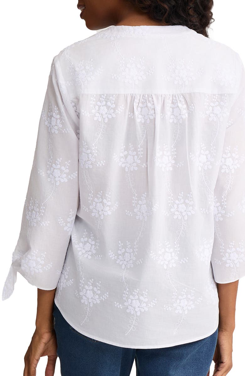 Jones New York Floral Embroidered Button-Up Shirt, Alternate, color, Natural White