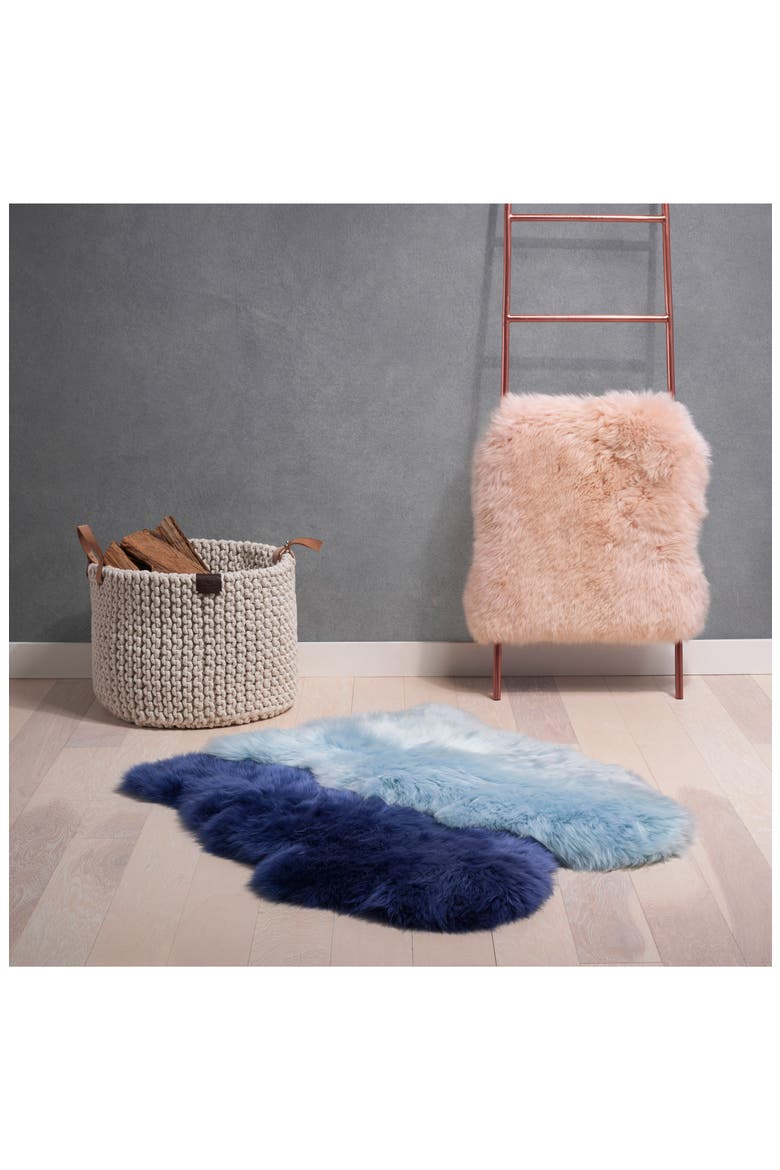 Genuine Shearling Rug, Alternate, color, DUSTY AQUA